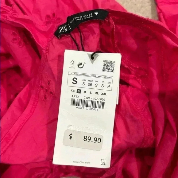 New with tags zara Pink Eyelet Embroidered maxi Dress in size small - Picture 12 of 12